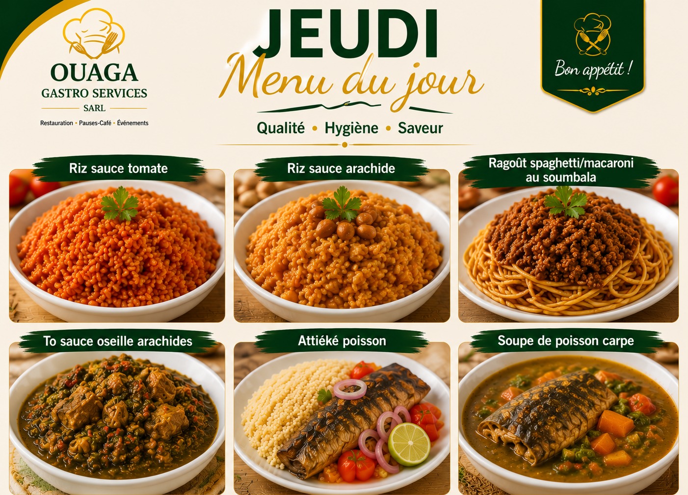 Menu Jeudi OUAGA GASTRO SERVICES