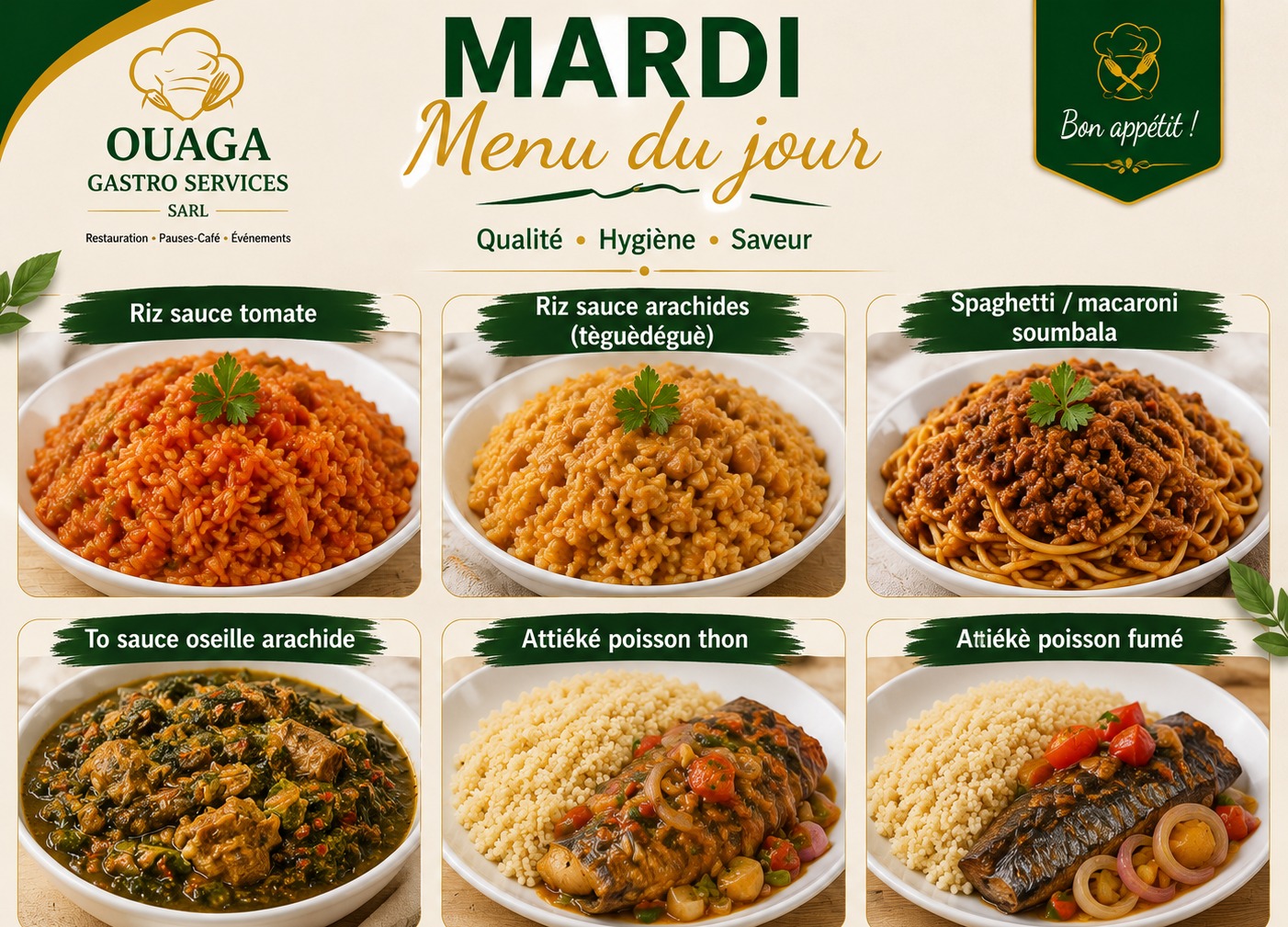 Menu Mardi OUAGA GASTRO SERVICES