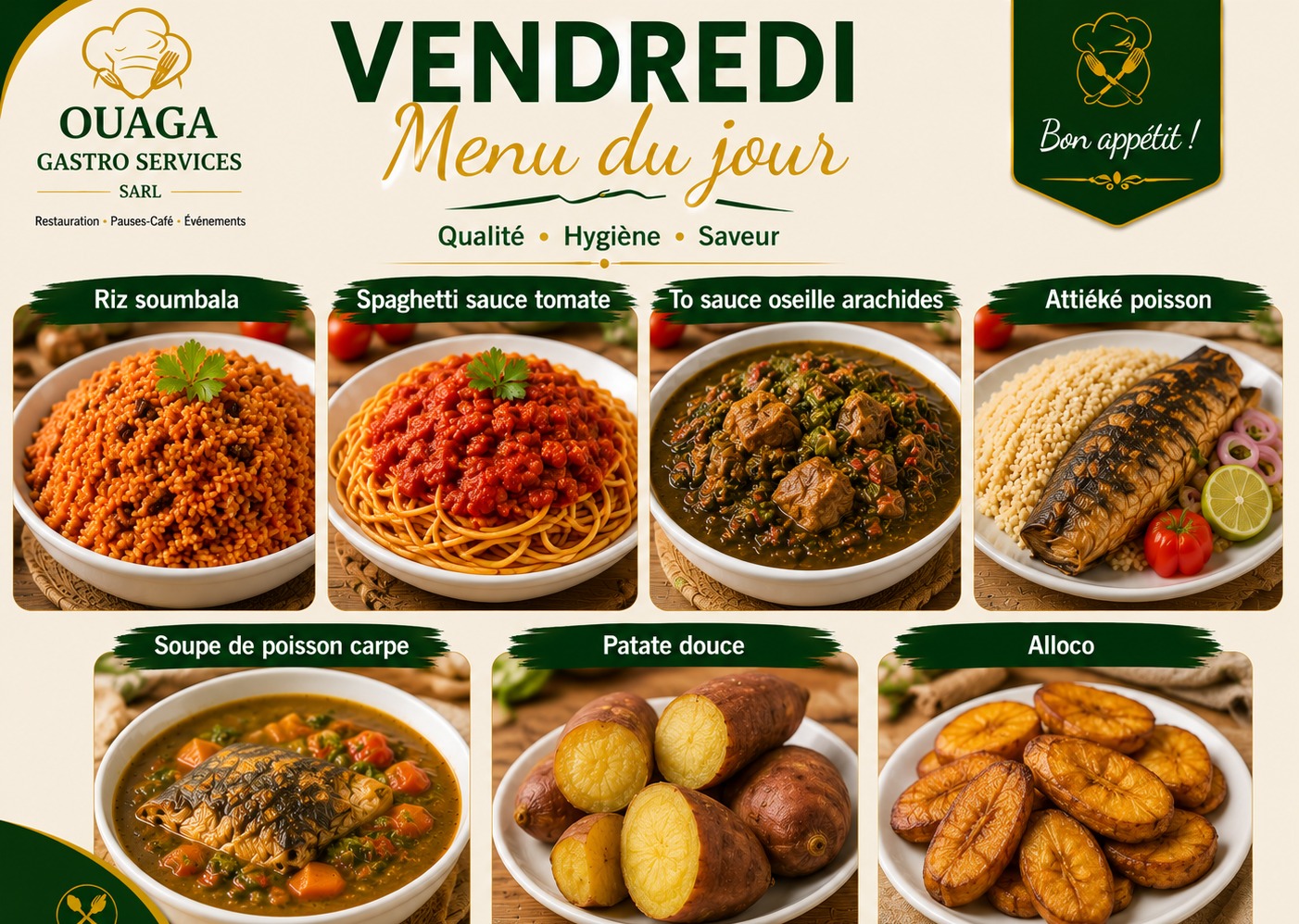 Menu Vendredi OUAGA GASTRO SERVICES