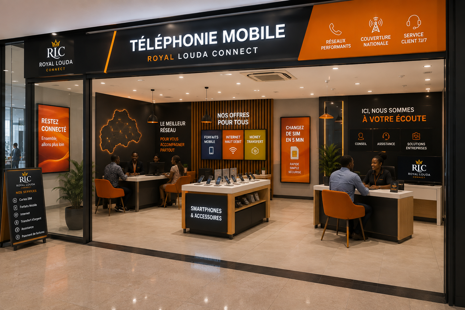 Mobile telecom retail space